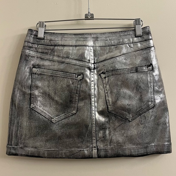 All Saints Cleo Silver Coated Denim Mini Skirt Size US 4 - Picture 5 of 9